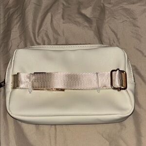 Anne Klein Cream Cosmetic Bag with Minimalist Design